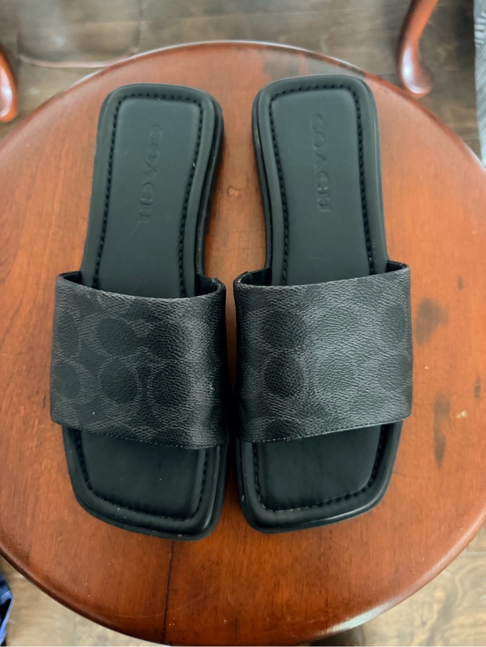 Coach Black Signature Slide Flats